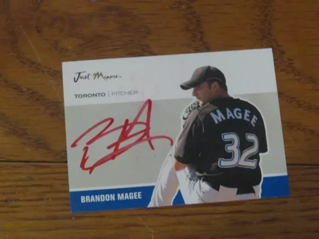 Brandon MaGee Autographed Hand Signed Card Just Minors Toronto Blue Jays Red S