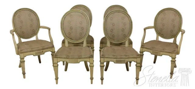 L57976EC: French Louis XVI Style Paint Decorated Dining Room Chairs