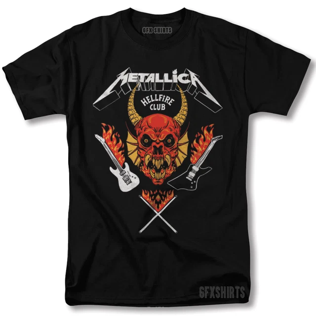 METALLICA HELLFIRE CLUB Shirt Stranger Things Eddie Munson Rock Graphic