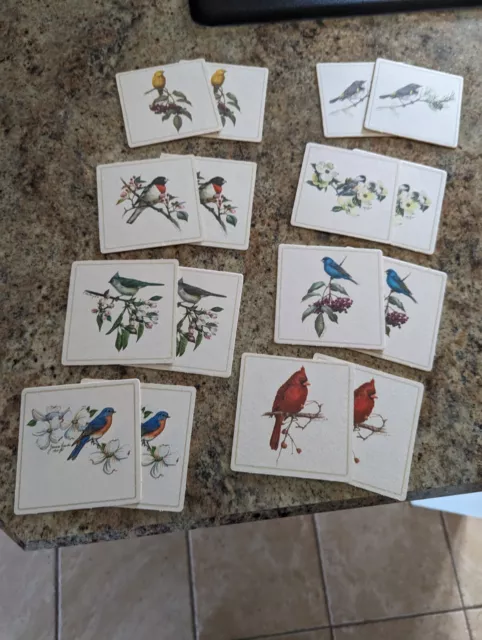 Americana Bird Drink Coasters Lot of 16 Nature Country Cardboard Vintage