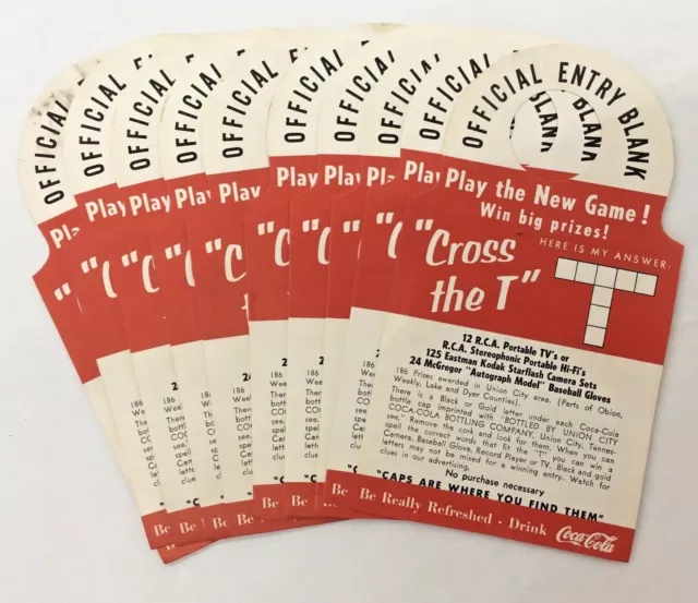 1959 Coca-Cola "Cross the T" Official Entry Blank Cards (Lot of 10)