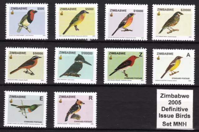 Zimbabwe 2005 Definitives series Birds, set MNH | Vögel Simbabwe