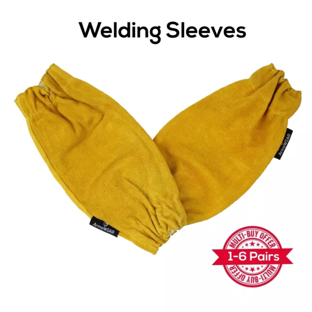 ArmaDEX - MIG TIG Foundry Protective Leather Welding Sleeves |Sold as Pairs|M or