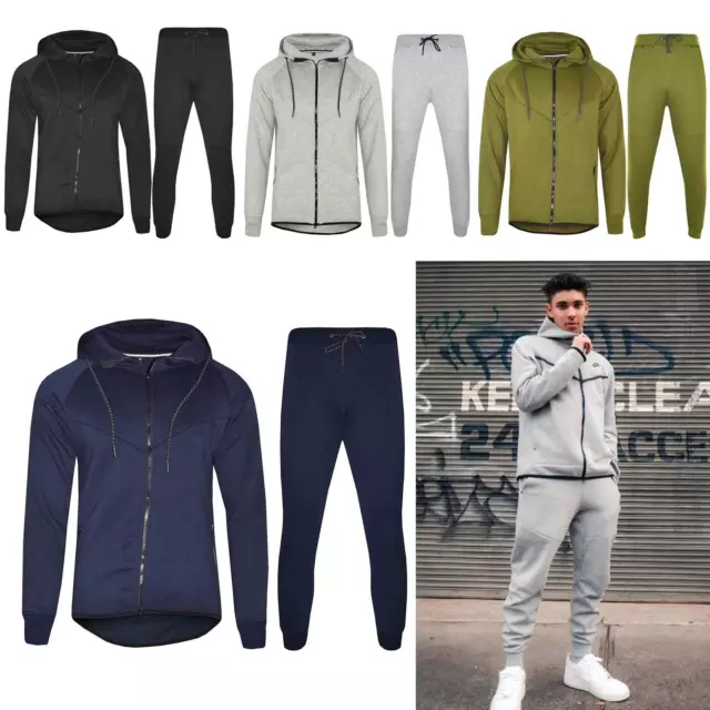 Mens Tracksuit Set Bottoms Hoodie Sweatshirt Zip Pocket Joggers Jogging Trousers