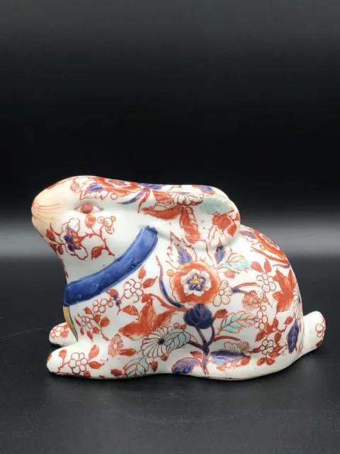 Vintage Japanese Imari Rabbit Figure Brick Orange, Blue, Green, Gold Signed