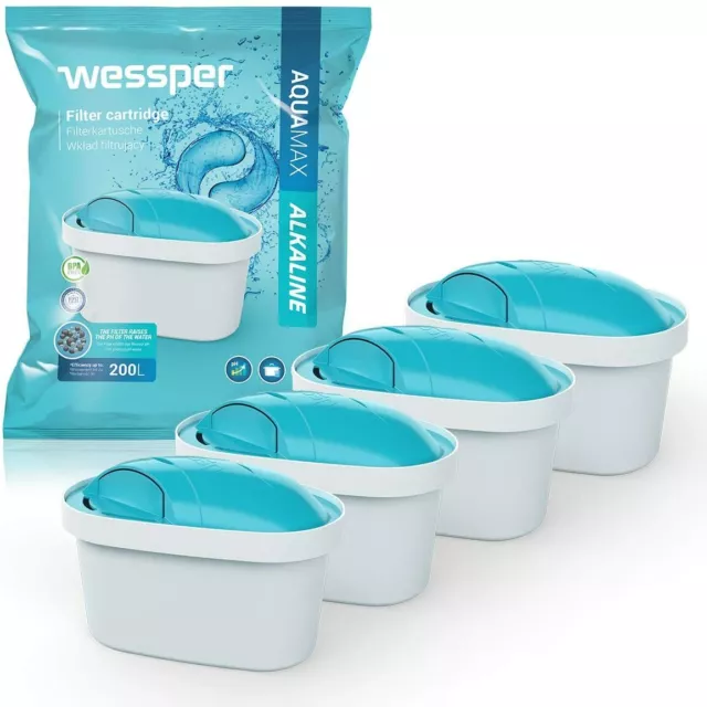 Wessper 4er Pack Alkalischer Wasserfilter Komp. m. BRITA Maxtra BWT WES003-ALKAL