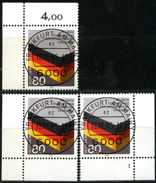 Bund Eckrand "Heimatvertriebene", 3 verschied.Varianten, Formnummer 1, MiNr 1265