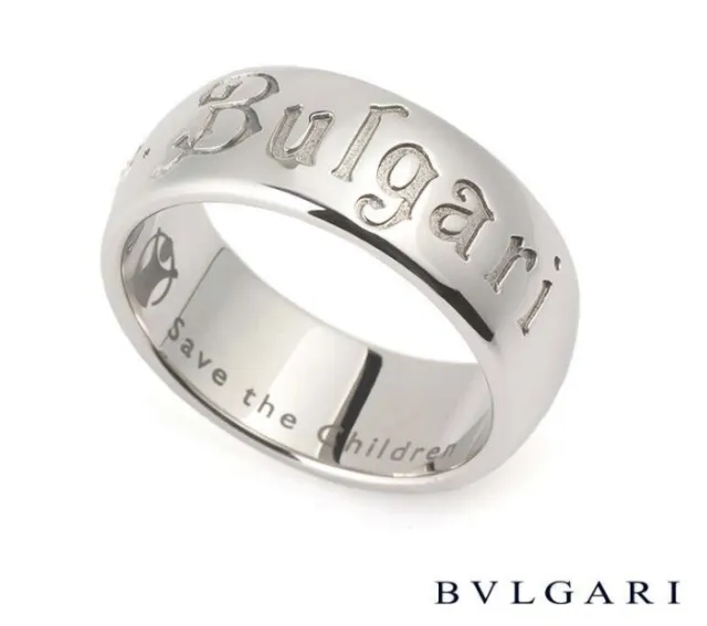 BULGARI Sterling Silver Leaves Flowers Save The Children Band Ring UK Size P 56