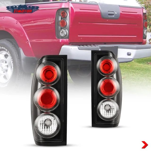 Tail Lights Black Smoke Lens for 1998-2004 Nissan Frontier Rear Brake Lamps Pair
