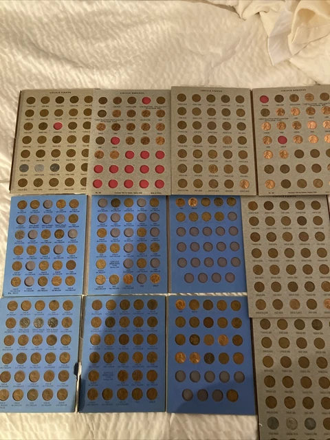 album collection of 5 partial lincoln & wheat cent sets ( 1934-1963 ) 310+ coins