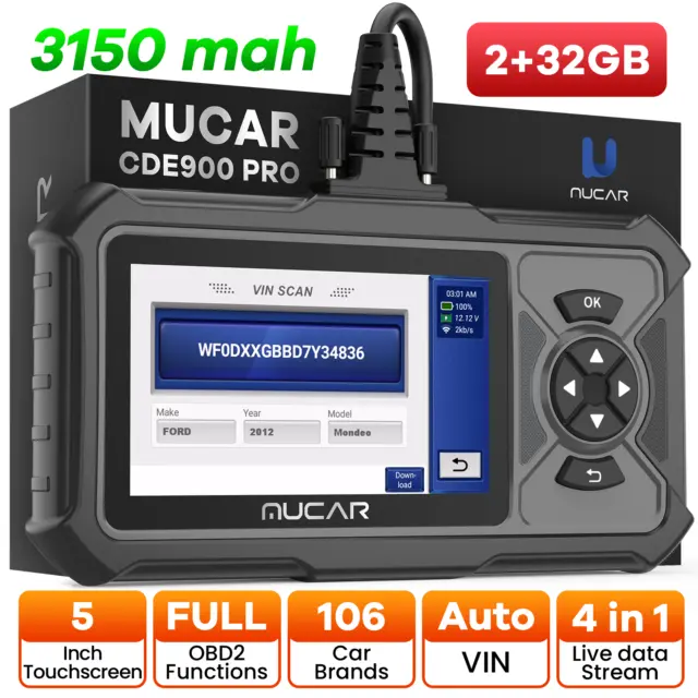 MUCAR CDE900 PRO OBD2 Scanner Diagnostic Tool All System OBDII Car Code Reader