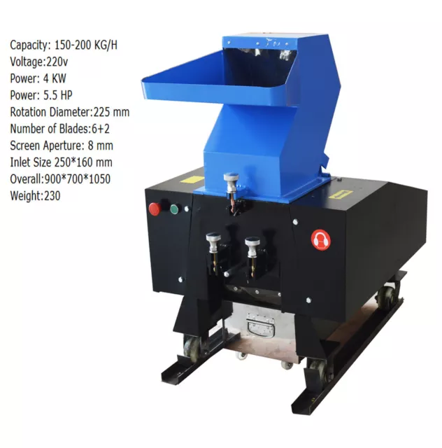 INTBUYING® 220V 4KW Plastic Shredder Plastic Bottle Crusher Granulator