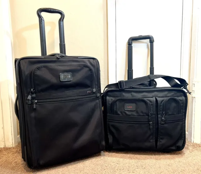 TUMI Alpha 22021DH CarryOn & 2202D3 Laptop Briefcase Ballistic Black luggage set