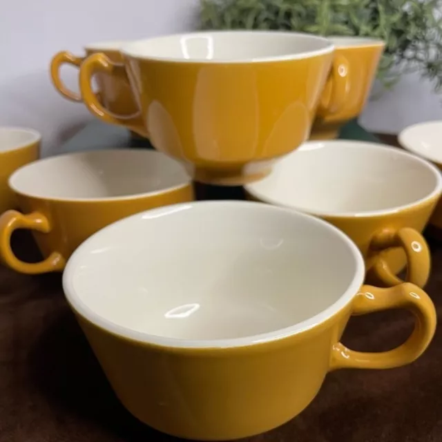 Homer Laughlin Morocco Coffee Cups Mugs Mustard Gold White set of 8 MCM