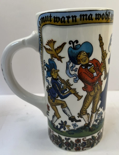 Vintage Kurt Hammer Germany Porcelain Tall Beer Mug 7 1/2” Tall