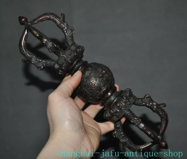 10.8" old Tibet Buddhism temple bronze Vajra Dorje Phurpa Exorcism Talisman faqi