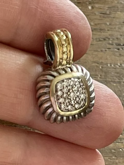 David Yurman 925 Silver 750k Gold Diamond Albion Petite Pendant Enhancer