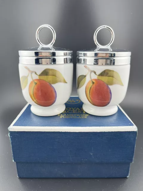 Royal Worcester Porcelain Egg Coddler Silver Screw On Lids In Original Packaging