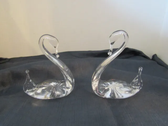 Tutbury Crystal Lead Crystal Cut Glass Pair of Swan Figurine Ornaments 11cm Tall