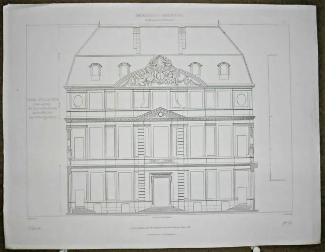 Gravure d' Architecture Ancien Hôtel Salé Façade sur la cour