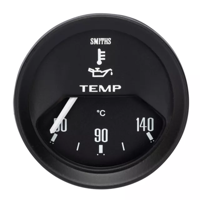 Smiths Classic Electrical Oil Temperature Gauge (Black Bezel / Black Dial Face)