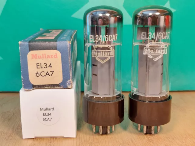 Pair of Mullard EL34 6CA7 Xf1 1961 Vacuum Tubes Pair of Mullard EL34 6CA7 Xf1 1961 Vacuum Tubes