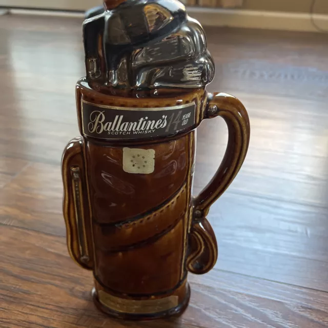 Ballantine's 1969 Golf Bag Scotch Whiskey Liquor Decanter Bottle empty #185