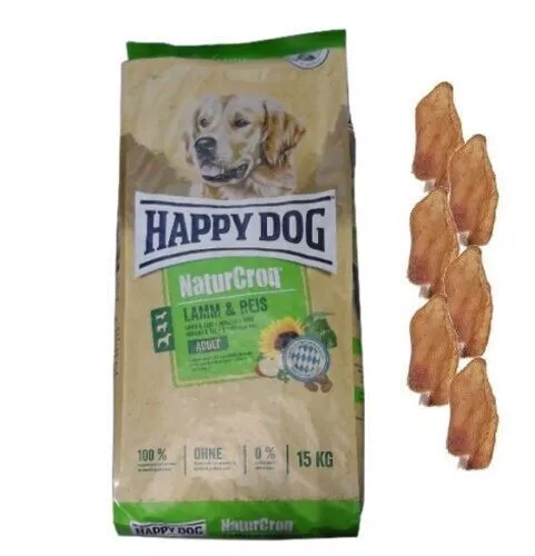 15 kg Happy Dog Naturcroq Adult Croquettes pour Chien Agneau & Riz + 6 x...