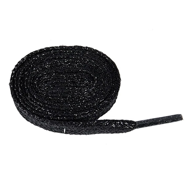 Plano brillante 1 par de cordones en zapatos encaje negro E7X5