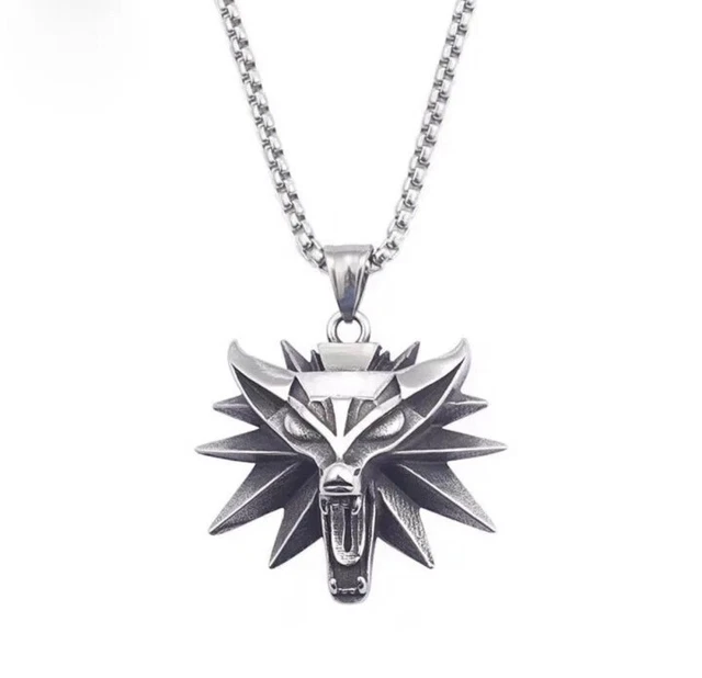 Ciondolo The Witcher Medallion Argento Cosplay Collana Lupo Geralt Di Rivia 2