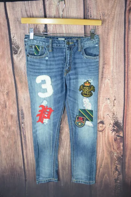 Polo Ralph Lauren Boyfriend Skinny Jeans with Patches Girl's Size 8 Youth