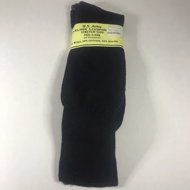US Army Socks Wool Blend Black Men MIL-S-48K Size Large 12-13 Irregular USA Made
