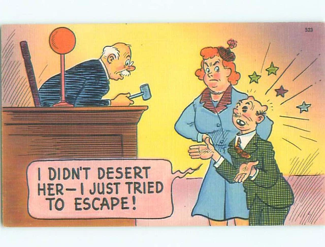 PRE-LINEN COMIC WIFE BEATING HUSBAND AT THE DINNER TABLE see my 60k cards  AB8429 $1.97 - PicClick