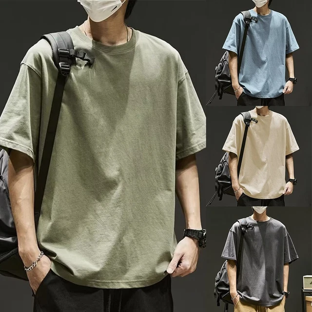 T-shirt estiva uomo oversize maniche corte top crew collo hip hop maglietta sciolta