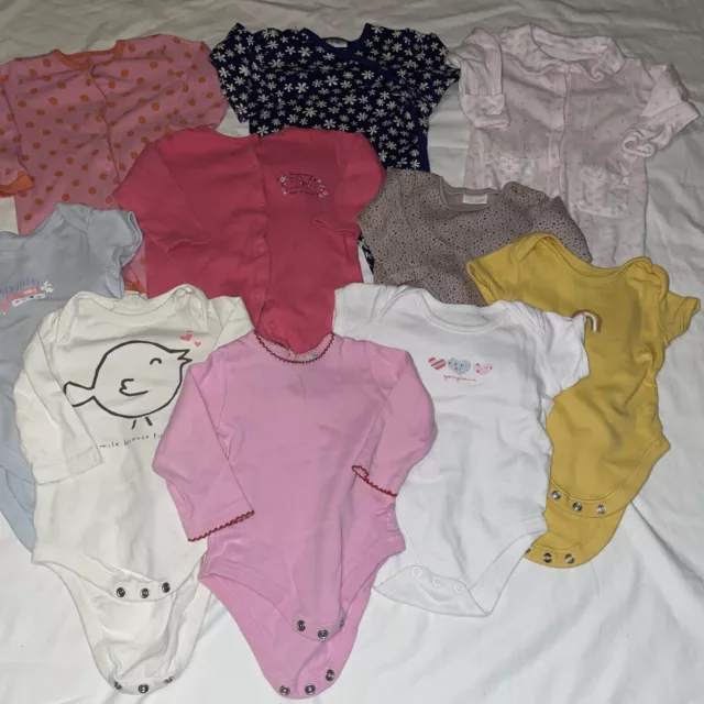 baby girls 10 piece bundle vests and sleepsuits 3-6 months