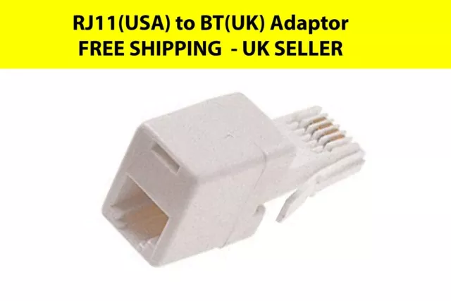 Uk Bt Telephone Plug To Rj11 Socket Adapter Adaptor Connector 6P4C Straight Wire