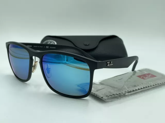 Ray Ban RB4264 601-S/A1 CHROMANCE Blue Mirror POLARIZED Matte Black AUTHENTIC