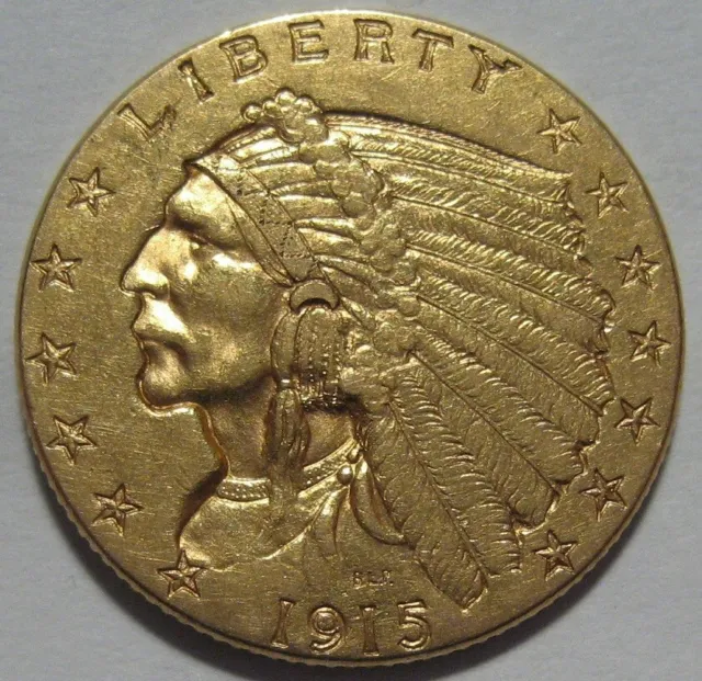 = 1915 AU/BU $2.50 Indian Gold Piece, FREE Shipping