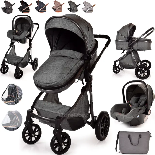 Baby Pram Buggy Infant Car Seat  3 in 1 Travel System Pushchair From Birth