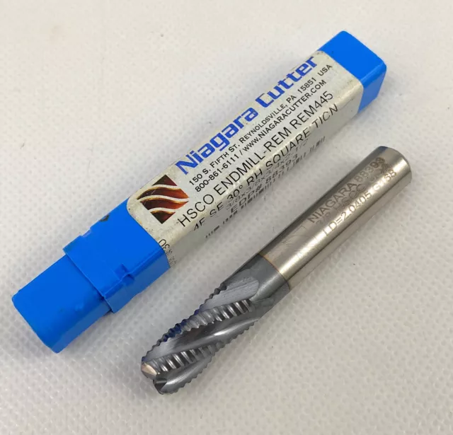 ☀️Niagara Cutter 3/8" (.375") Dia Cobalt Roughing End Mill, TiCN Coated, 4 Flute