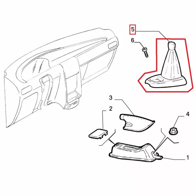 Cuffia Impugnatura Leva Cambio Con Plancia Fiat Punto Originale 182992160 2