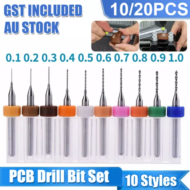 10/20X 0.1mm-1.0mm Carbide PCB Micro Drill Bits Set CNC Print Circuit Board Tool