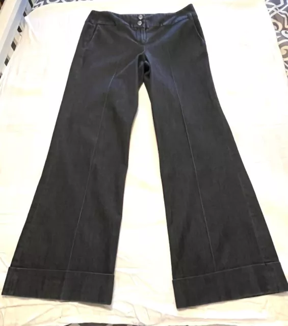 Sandro womens cuffed flared high rise office style Y2K trouser jeans black sz 8