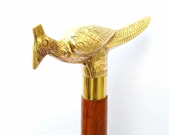 Walking Stick Handmade Brass Bird Handle Victorian AntiqueDesign Vintage Peacock