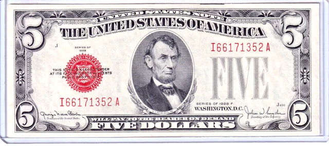 1928-F $5 Legal Tender Note Wide I IA Block Uncirculated #I66171352A