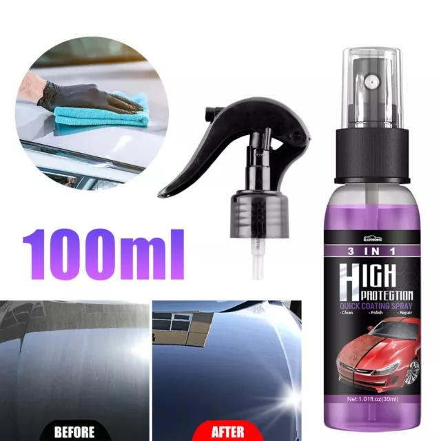 100ML 3-in-1 High Protection Quick Car Coat Ceramic Coating Spray  Hydrophobic US