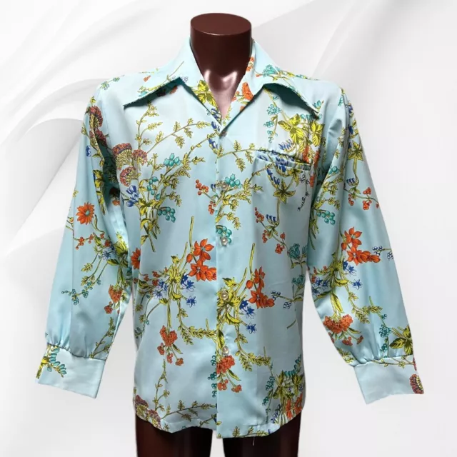 Vintage Mens Liberty House Tropicana Hawaii Aloha Shirt 70s Medium Disco Floral