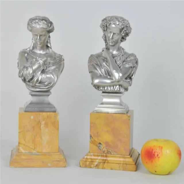 Clesinger / Collas, Paire De Bustes En Bronze Argenté, XIXème Siècle