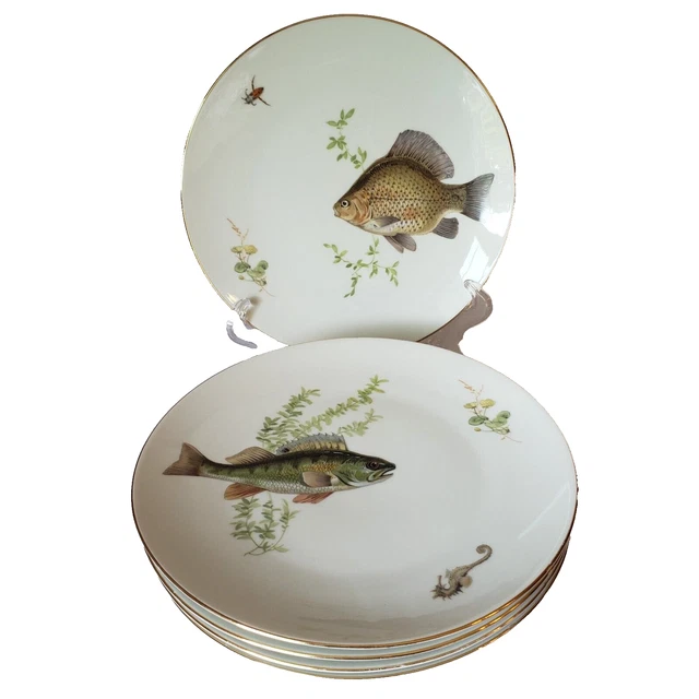 Bareuther Waldsassen Fish Plates Bavaria Germany Vintage Discontinued 7.75" - 5