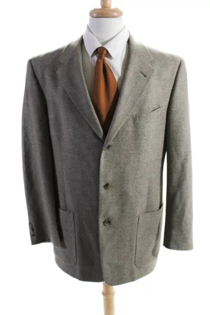 Hart Schaffner Marx Mens Wool Notched Collared Three-Button Blazer Gray Size 42